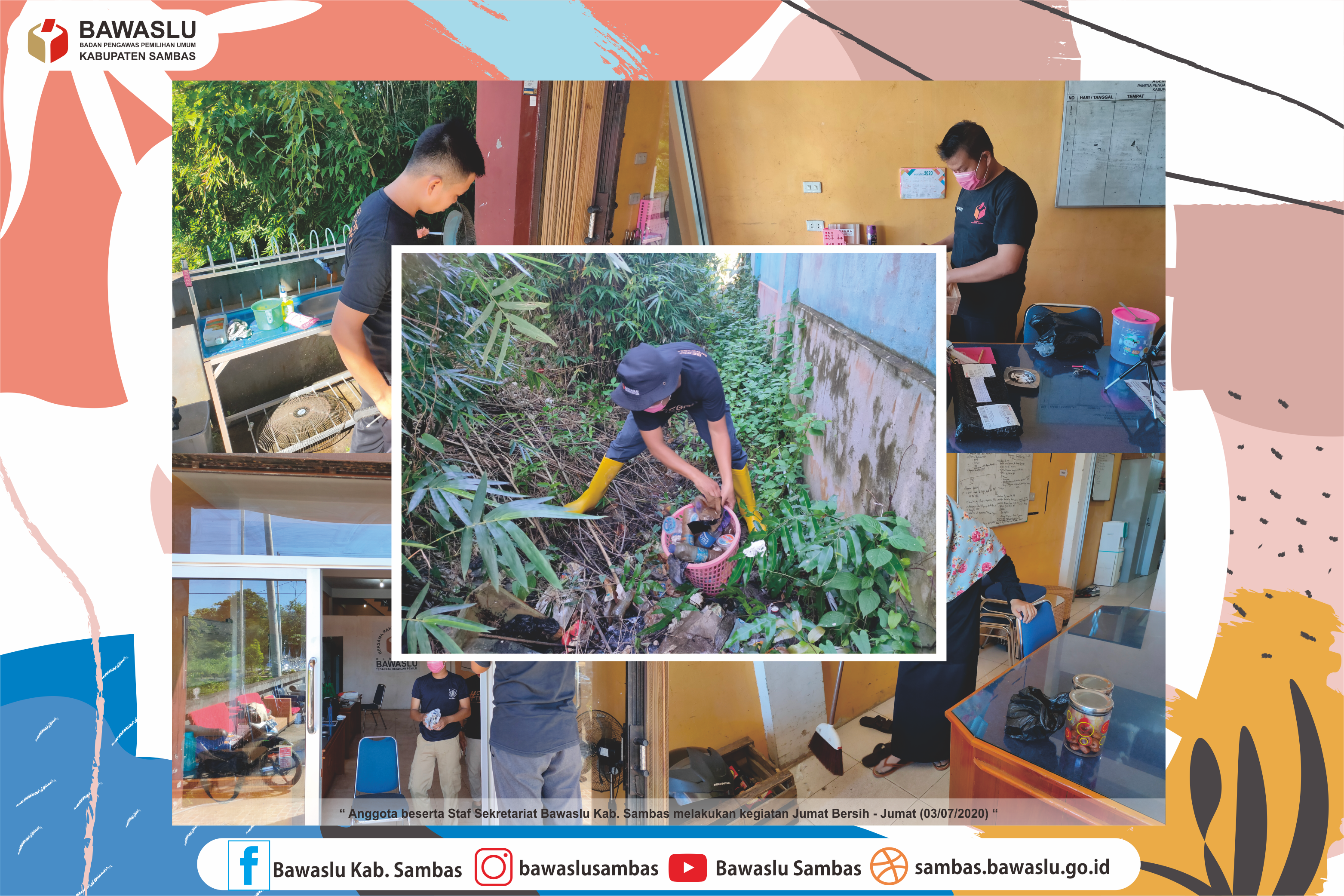 Jaga Kebersihan Lingkungan Kerja , Bawaslu Sambas Adakan "JUMAT BERSIH"
