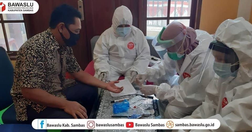 Seluruh Jajaran Bawaslu Kab. Sambas melakukan Rapid Tes Covid-19